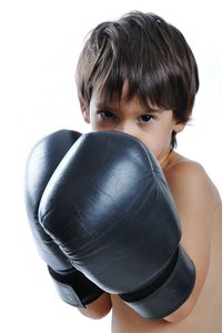 Boxing gloves on children hands